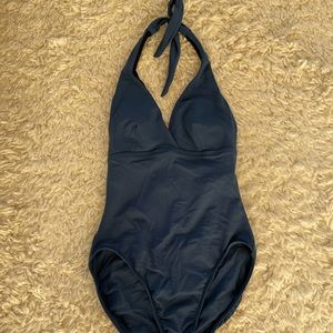 INC size 8 slate blue one piece swim suit